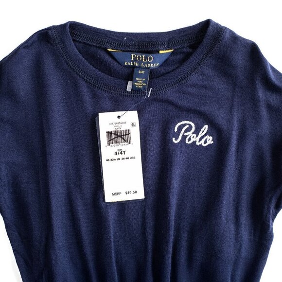 Polo Ralph Lauren Ruffled Navy Blue Polo Embroidery Girls Dress $49 Sz 3T 4T NWT - Picture 6 of 8